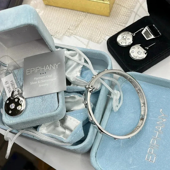 🌟 Epiphany & Diamonique Matching Necklace, Bracelet, Earring - QVC Early 2000's - Picture 6 of 17